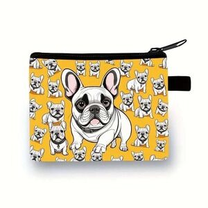 French Bulldog Dog Print Zipper Pouch Small Cosmetic Bag Travel